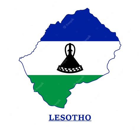 Premium Vector | Lesotho National Flag Map Design, Illustration Of ...