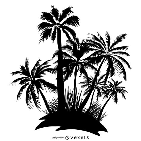 Palm Trees Island Silhouette Vector Download