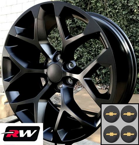 20 inch Chevy Tahoe Factory Style Snowflake Wheels Satin Black Rims 20 x9"