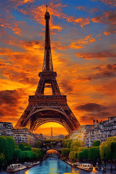 Eiffel Tower Sunrise Graphic · Creative Fabrica