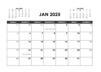 January 2025 Calendar Template With Holidays 2025 - Christian Quinn