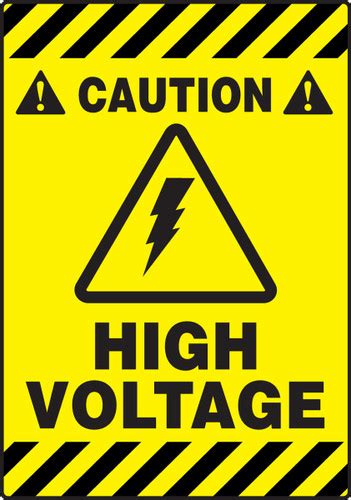 Caution High Voltage Sign provides warning to others.