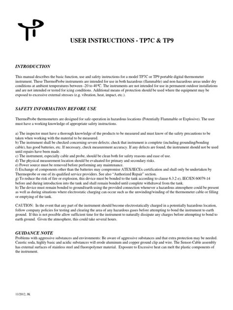 Manual Thermoprobe TP7C - TP9 | PDF | Battery (Electricity) | Calibration