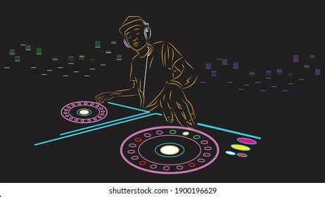 Dj Neon Light Wallpaper Line Art Stock Vector (Royalty Free) 1900196629 | Shutterstock