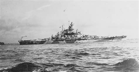 Battleship USS Indiana BB-58 in camouflage August 1942 | World War Photos