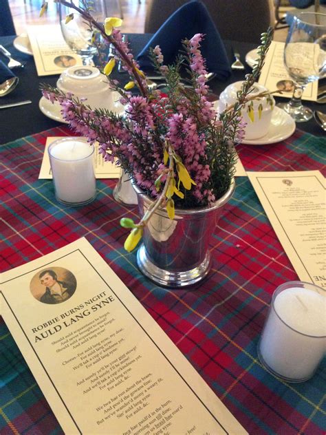 Table arrangement for Robbie Burns Supper | Rabbie Burns Night ...