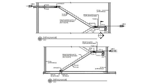 Precast concrete flight staircase typical side section details are ...