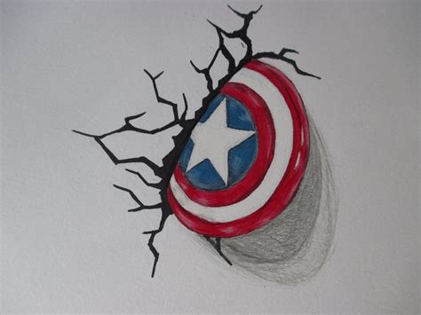 3D Captain America Shield Drawing