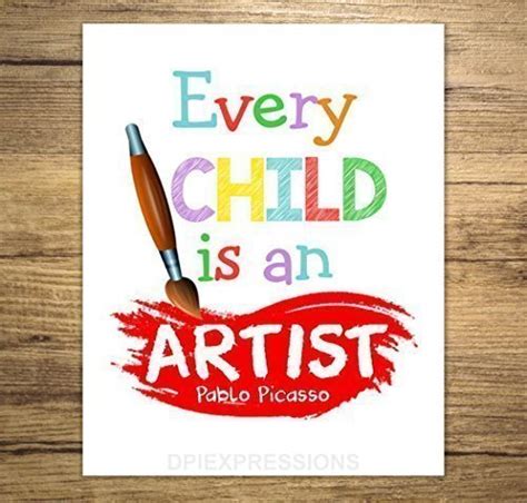 Buy Every Child Is An Artist, Pablo Picasso Quote Art Print, Inspirational Quote Print, Children ...