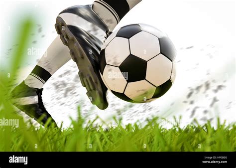 3d rendering soccer player kicking soccer ball in motion Stock Photo ...