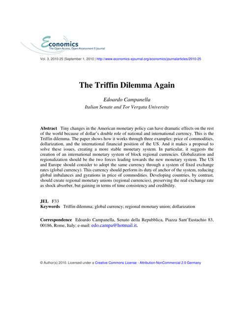 (PDF) The Triffin Dilemma Again