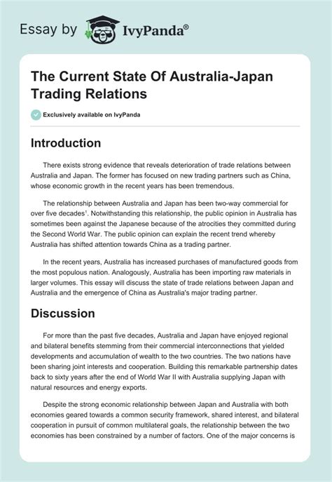 The Current State of Australia-Japan Trading Relations - 1440 Words ...