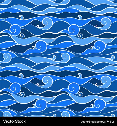 Seamless blue wave pattern Royalty Free Vector Image