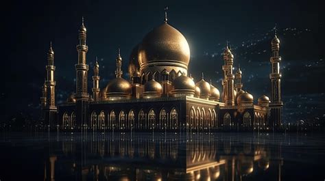 Premium AI Image | Golden islamic mosque