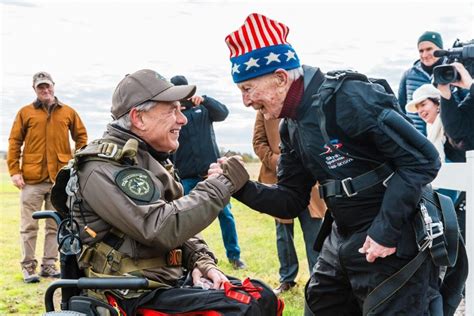 Texas Governor Skydives Alongside 106-Year-Old WWII Veteran