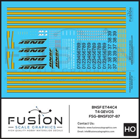 HO Scale BNSF ET44C4 Tier 4 GEVO Locomotive Decal Set – Fusion Scale Graphics