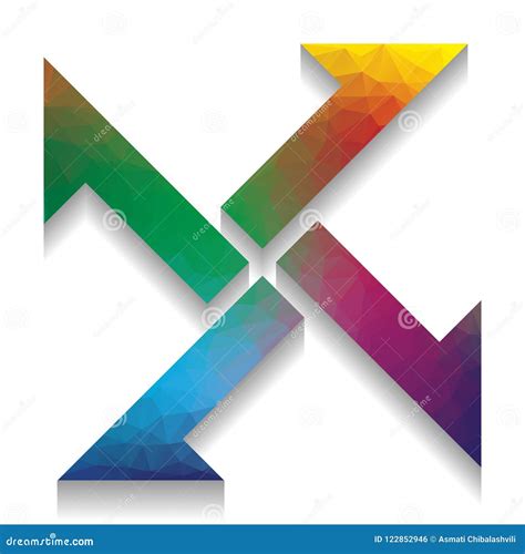 Cross From Arrows Icon. Vector. Colorful Icon With Bright Texture Of Mosaic With Soft Shadow On ...