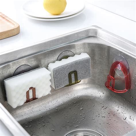 1Pc Kitchen Sink Suction Holder Sponges Scrubbers Soap Storage Rack Suction Cup Sponge Holder ...