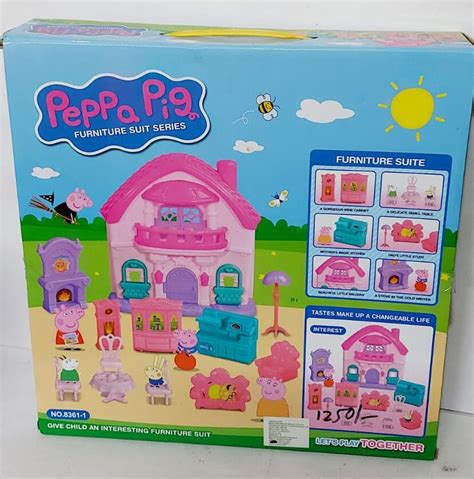 Peppa Pig Family Toy House Set with Complete Furniture and 4 Pig Family Figure Set for Pretend ...