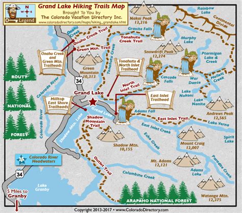 Grand Lake Hiking Trails Map, Colorado | Grand lake colorado, Hiking trail maps, Grand lake