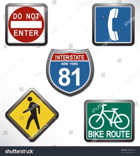 Vector American Road Signs Set Stock Vector (Royalty Free) 98033048 | Shutterstock