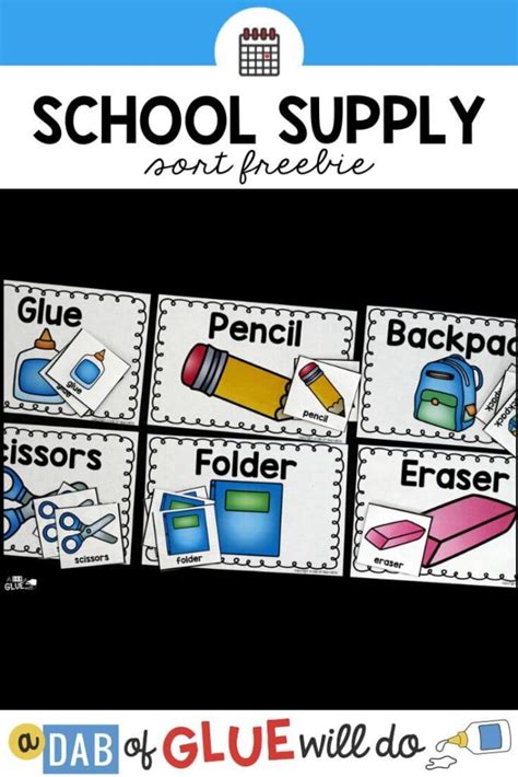 School Supplies Sort Printable