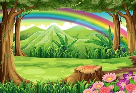 A Rainbow and a Forest | Forest illustration, Forest mural, Fantasy landscape