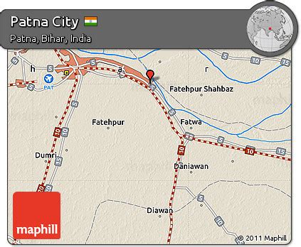 Free Shaded Relief Map of Patna City