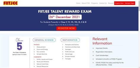 FIITJEE Talent Reward Exam FTRE 2023: Registration & Syllabus