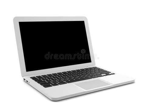 White Laptop with Black Screen Isolated on White Background Stock Illustration - Illustration of ...