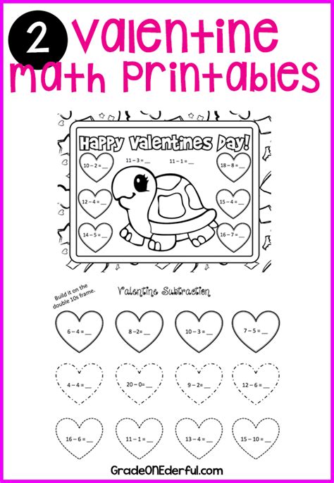 Valentine Math Freebie - Subtraction » Grade Onederful