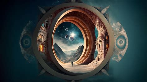 Premium Photo | Surreal portal ring with desert landscape with human ...