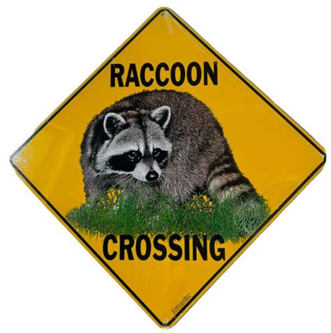 RACCOON Crossing Sign *New* 16x 16 on diagonal Indoor/Out-Aluminum 842648039833 | eBay