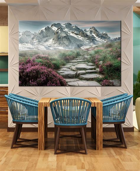 Snow Beautiful mountain landscape canvas art ready to hang flower Smoky ...