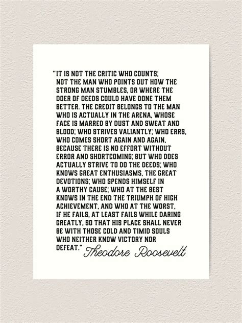 " Theodore Roosevelt 'Man In The Arena' Speech " Art Print for Sale by ...