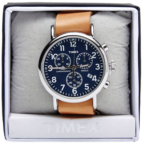 Timex Weekender Chrono Oversized Blue & Tan | END. (US)