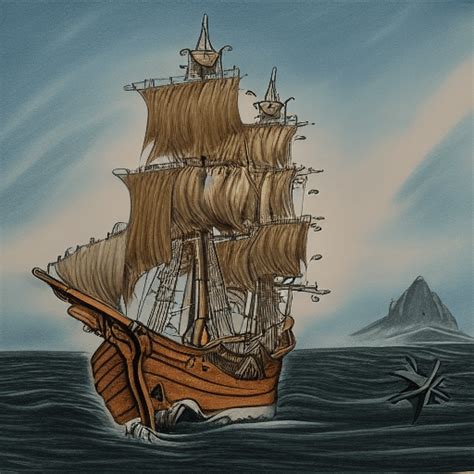 Realistic Pirate Ship Drawing