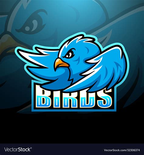 Blue bird mascot esport logo design Royalty Free Vector