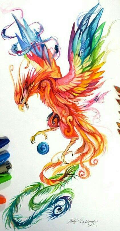 Rainbow phoenix | Phoenix tattoo, Marker drawing, Phoenix drawing