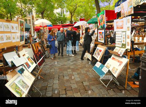 The Artist's Area at a Square in Montmartre, Paris, France Stock Photo - Alamy