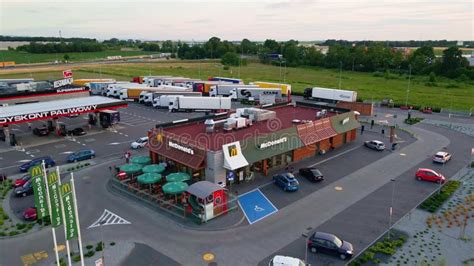 McDonalds Restaurant Near Highway, Aerial View. Stock Video - Video of ...