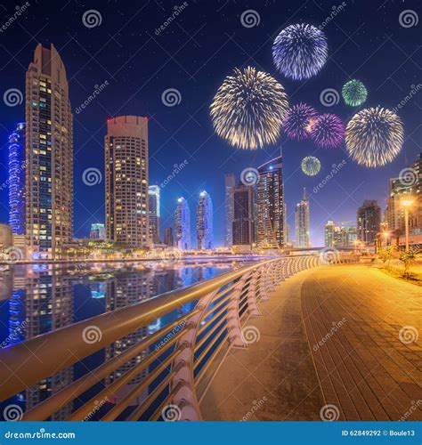 Beautiful Fireworks in Dubai Marina. UAE Stock Photo - Image of christmas, business: 62849292