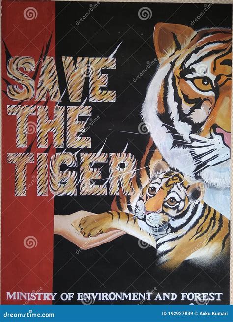 Handmade Poster Design, Save the Tiger. Editorial Stock Image - Image of subject, save: 192927839