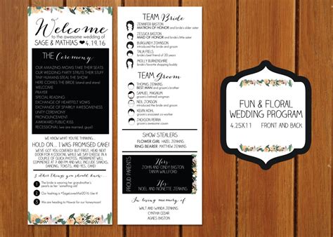 Fun and Floral Wedding Program | Wedding programs, Floral wedding programs, Floral wedding