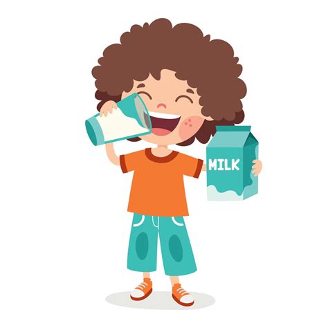 Drinking Milk Concept With Cartoon Character 13474324 Vector Art at ...