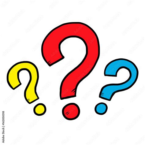 three question mark / cartoon vector and illustration, hand drawn style, isolated on white ...