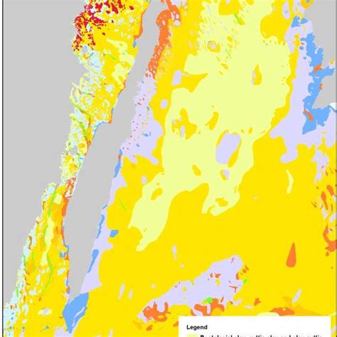 The marine geological map, in scale 1:500 000, showing the type of ...