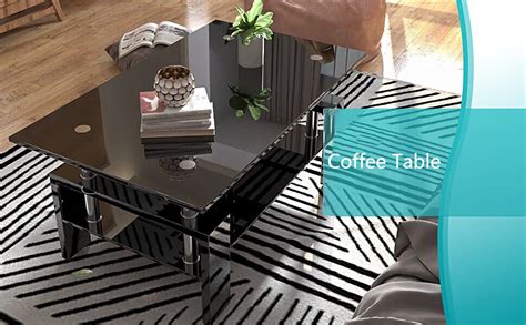 37" Tempered Glass Coffee Table 2-Layer Rectangle Tables Shelf for ...