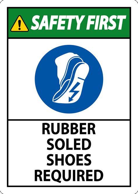 Safety First Sign Rubber Soled Shoes Required 29502769 Vector Art at ...