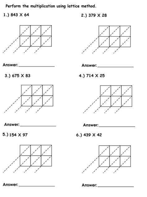 Box Method Multiplication Worksheet 5th Grade | Multiplication Worksheets